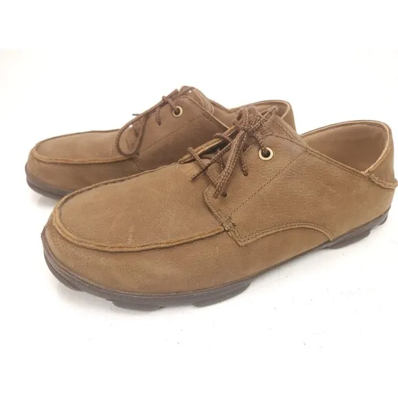 Olukai Mens Hamakua Poko Shoes Brown Leather Casual Lace Up Size 13