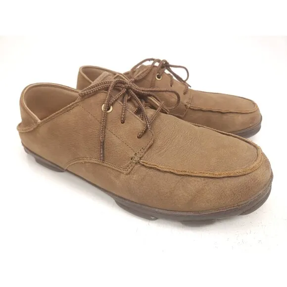 Olukai Mens Hamakua Poko Shoes Brown Leather Casual Lace Up Size 13