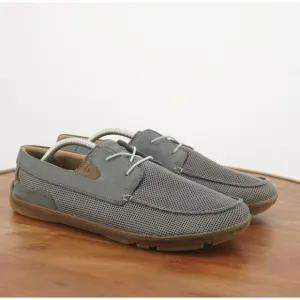 Olukai Mens Mano Mesh Slip On Boat Shoes Size 11.5 Grey Leather Casual