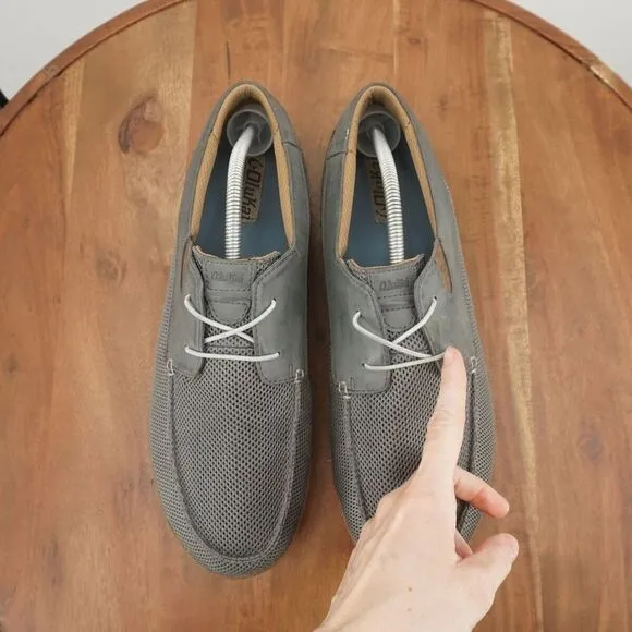 Olukai Mens Mano Mesh Slip On Boat Shoes Size 11.5 Grey Leather Casual