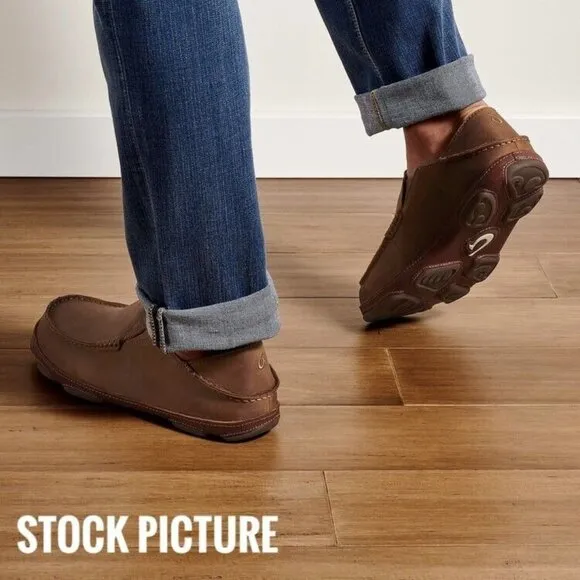 Olukai Moloa Brown Leather Slip On Shoes Men's 11.5