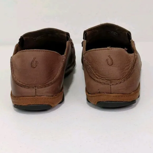 Olukai Moloa Brown Leather Slip On Shoes Men's 11.5
