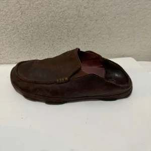 Olukai Moloa Dark Wood Dark Java Leather Slip On Shoes Men’s Size 9
