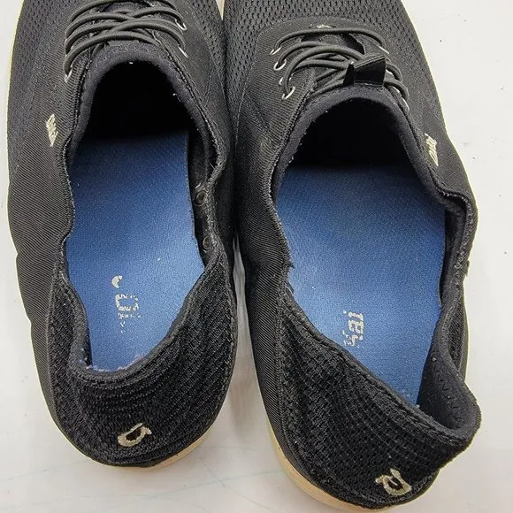 Olukai Nohea Moku Casual Boat Shoes Black Loafers Mens Size 12 Laces Comfort
