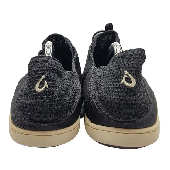 Olukai Nohea Moku Casual Boat Shoes Black Loafers Mens Size 12 Laces Comfort