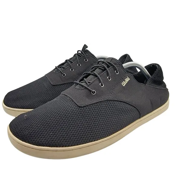 Olukai Nohea Moku Casual Boat Shoes Black Loafers Mens Size 12 Laces Comfort