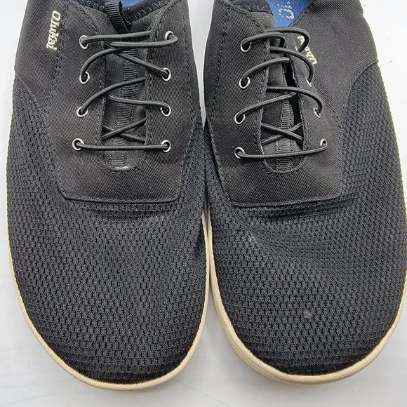 Olukai Nohea Moku Casual Boat Shoes Black Loafers Mens Size 12 Laces Comfort