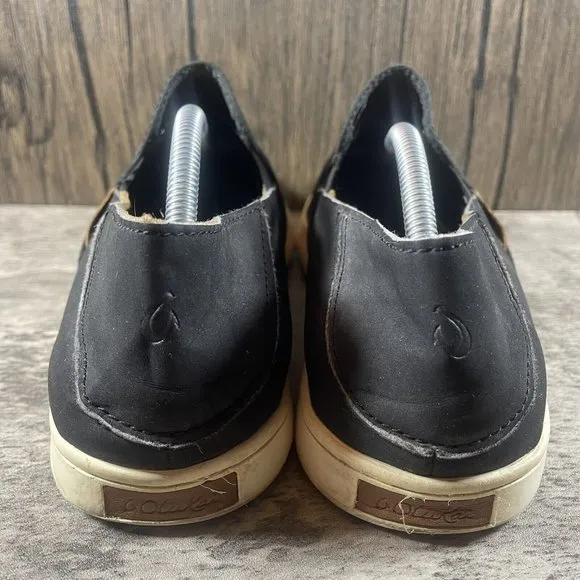 OLUKAI Pehuea Black Mesh Slip On Comfort Casual Sneakers Shoes Women’s Size 9
