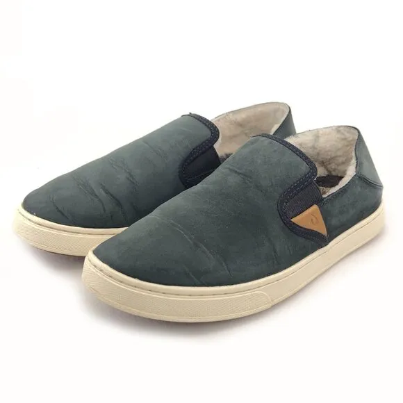 OluKai Pehuea Heu Leather Drop Heel Slip on Shoes 7