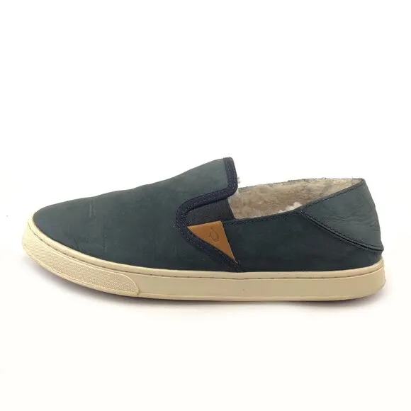 OluKai Pehuea Heu Leather Drop Heel Slip on Shoes 7