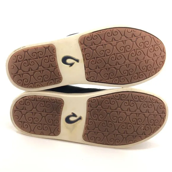 OluKai Pehuea Heu Leather Drop Heel Slip on Shoes 7