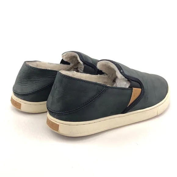 OluKai Pehuea Heu Leather Drop Heel Slip on Shoes 7
