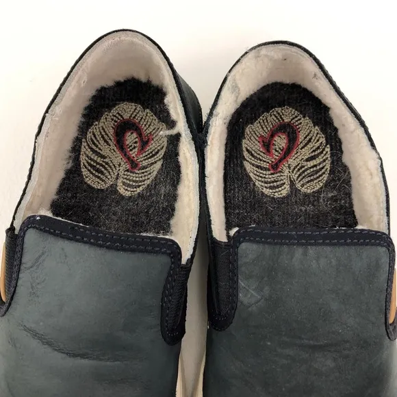 OluKai Pehuea Heu Leather Drop Heel Slip on Shoes 7