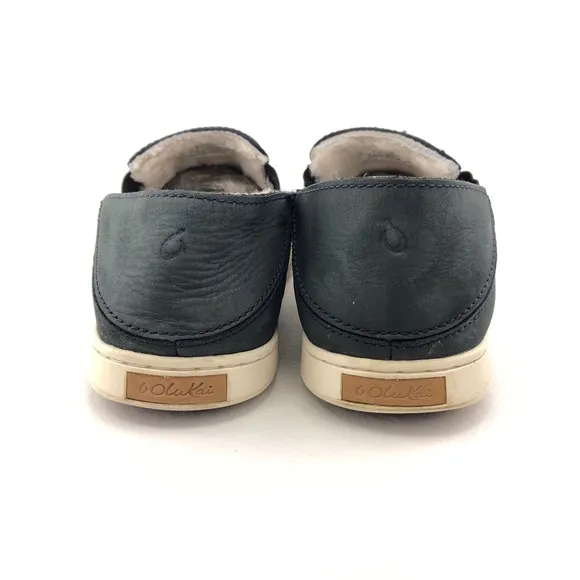 OluKai Pehuea Heu Leather Drop Heel Slip on Shoes 7