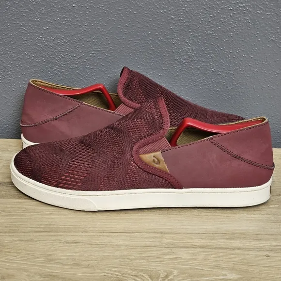 Olukai Pehuea Shoes Womens Size 10 Sneakers Slip On Casual Red Ginger Round Toe