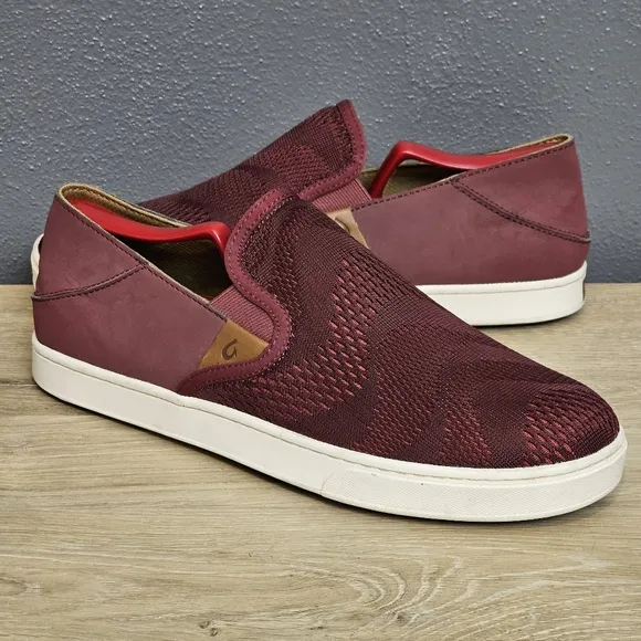 Olukai Pehuea Shoes Womens Size 10 Sneakers Slip On Casual Red Ginger Round Toe