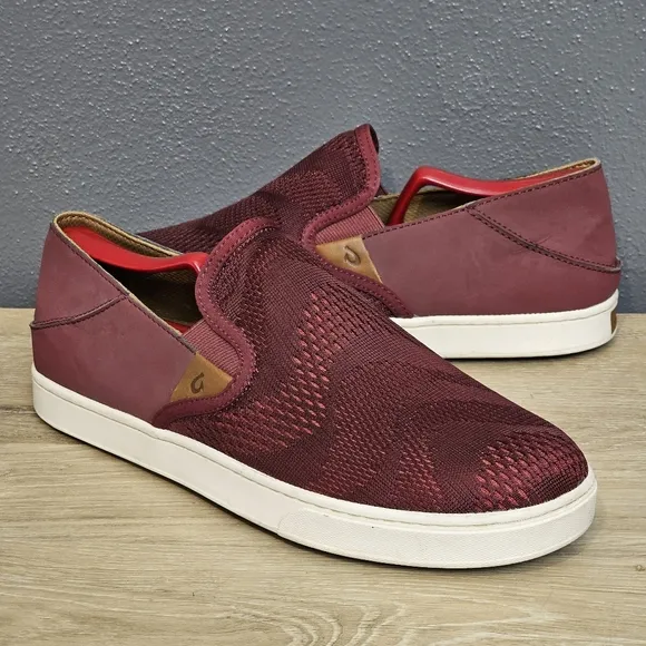 Olukai Pehuea Shoes Womens Size 10 Sneakers Slip On Casual Red Ginger Round Toe