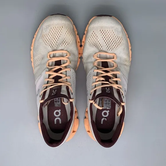 On Cloud X Gray Peach Running Shoes Women’s Sz 9.5