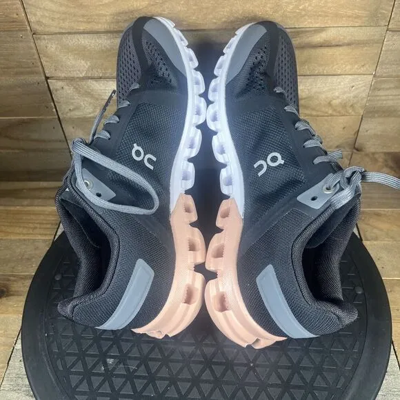On Cloudflow Running Shoes Sneakers Womens Size 6 US Gray Black Pink