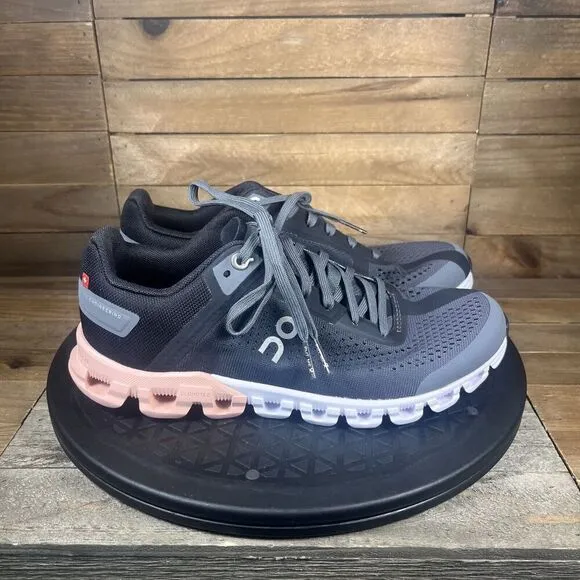 On Cloudflow Running Shoes Sneakers Womens Size 6 US Gray Black Pink