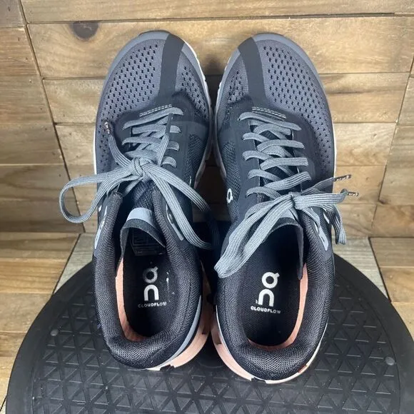 On Cloudflow Running Shoes Sneakers Womens Size 6 US Gray Black Pink