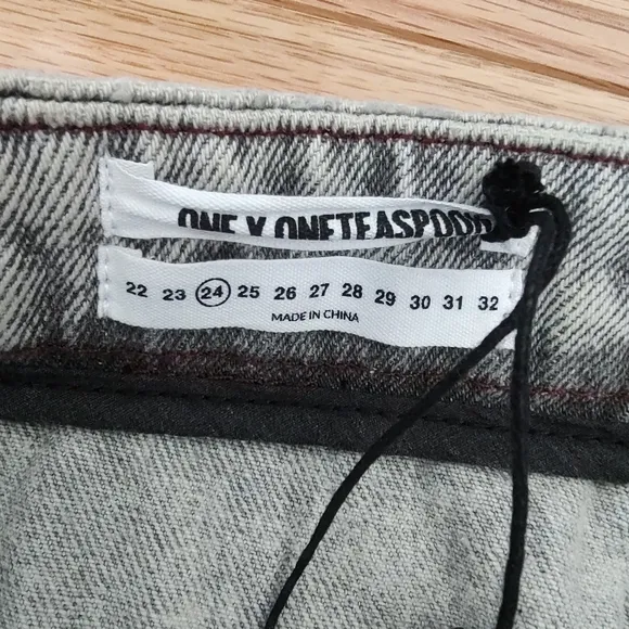 One Teaspoon Vixen high waist grey acid-wash denim skirt Harley 25 XS NEW