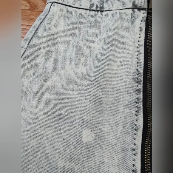 One Teaspoon Vixen high waist grey acid-wash denim skirt Harley 25 XS NEW