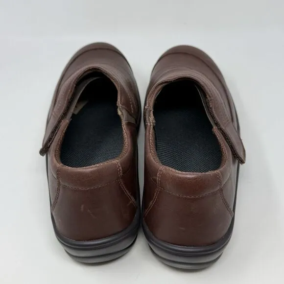 Orthofeet Emily Shoes Womens 10 D Wide Brown Leather Adjustable Strap Comfort