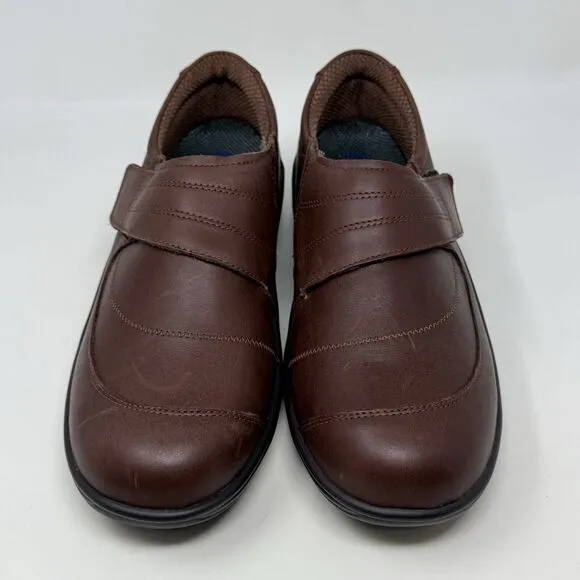 Orthofeet Emily Shoes Womens 10 D Wide Brown Leather Adjustable Strap Comfort