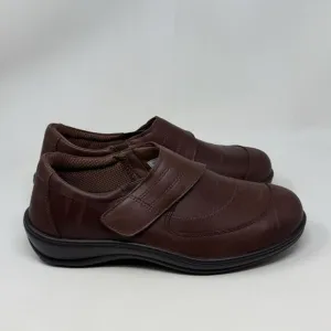 Orthofeet Emily Shoes Womens 10 D Wide Brown Leather Adjustable Strap Comfort