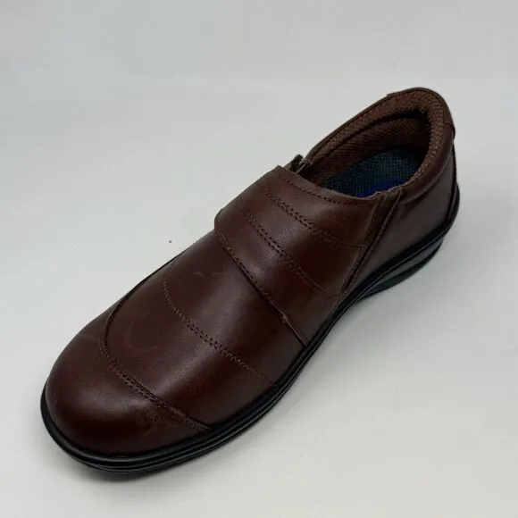 Orthofeet Emily Shoes Womens 10 D Wide Brown Leather Adjustable Strap Comfort