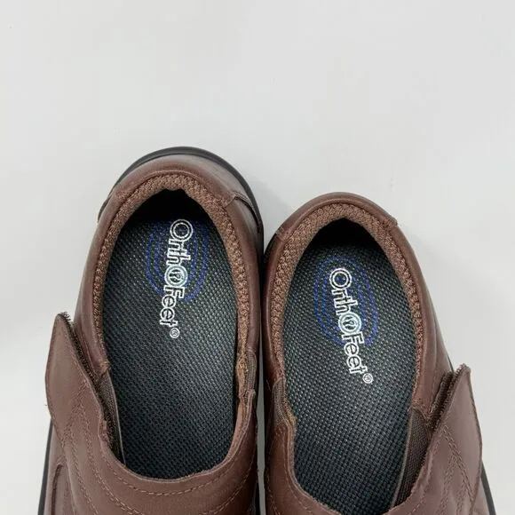 Orthofeet Emily Shoes Womens 10 D Wide Brown Leather Adjustable Strap Comfort