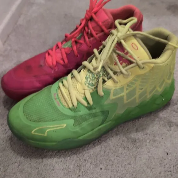 P u m a RICK &amp; MORTY Shoe Mens 11.5 Basketball Sneaker - Neon Two-Tone