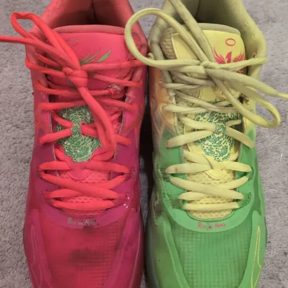 P u m a RICK &amp; MORTY Shoe Mens 11.5 Basketball Sneaker - Neon Two-Tone