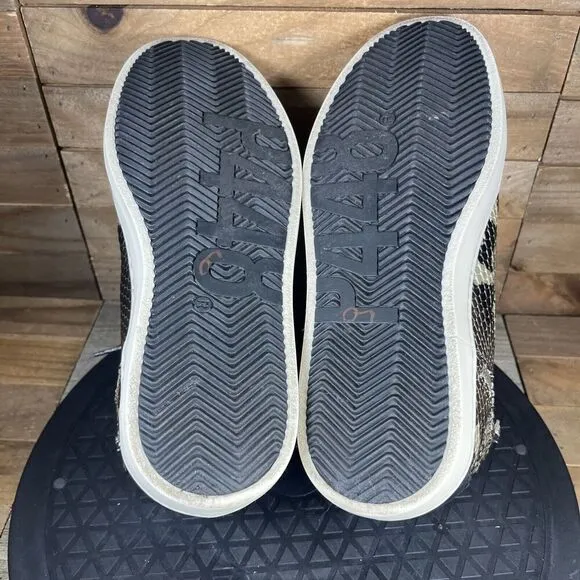 P448 Women Size 35 US 5 Skate Mid Snake Print Zip Lace Up Sneaker Casual Shoes