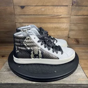 P448 Women Size 35 US 5 Skate Mid Snake Print Zip Lace Up Sneaker Casual Shoes