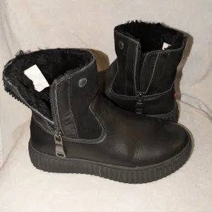 Pajar Black Ankle Boots with Furry Lining and Rugged Sole Size 8-81/2