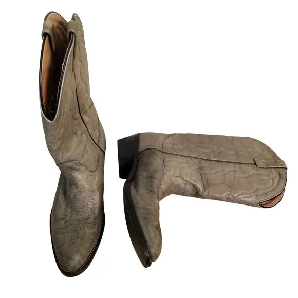 Palomino 10.5D Gray Western Cowboy Boots Cosplay Costume Leather Rodeo Rockabill