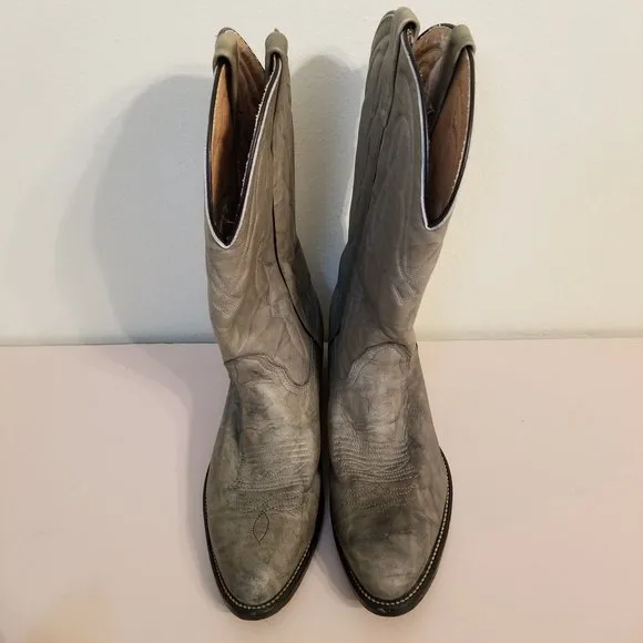 Palomino 10.5D Gray Western Cowboy Boots Cosplay Costume Leather Rodeo Rockabill