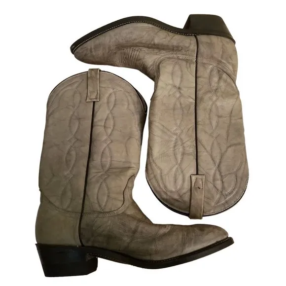 Palomino 10.5D Gray Western Cowboy Boots Cosplay Costume Leather Rodeo Rockabill
