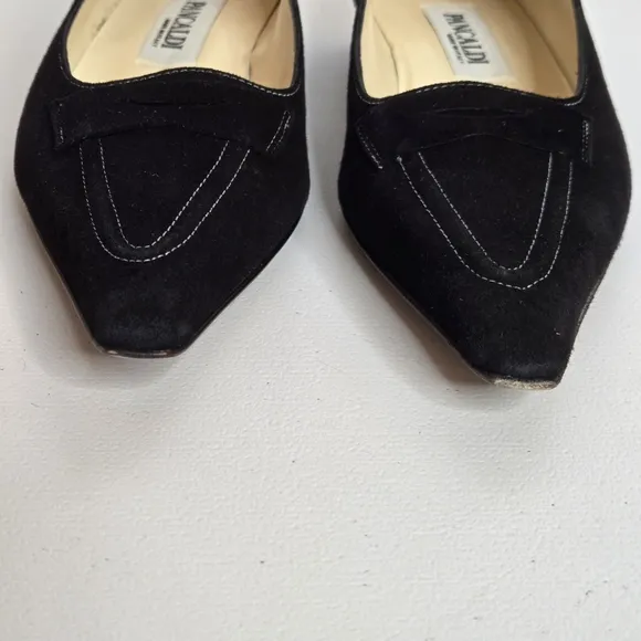 Pancaldi Italian Black Suede Flat Loafers Women's Shoes Sz 40 EU Sz 9 US