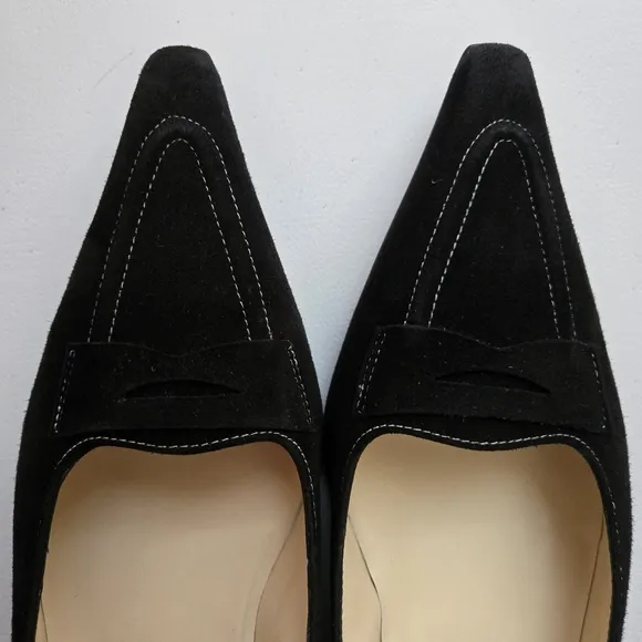 Pancaldi Italian Black Suede Flat Loafers Women's Shoes Sz 40 EU Sz 9 US