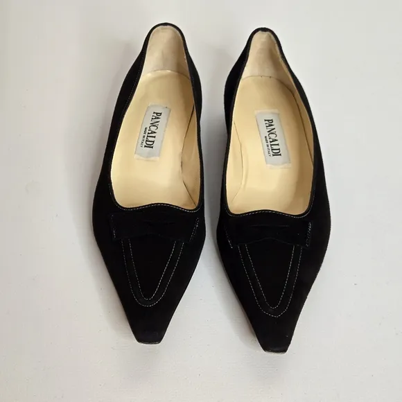 Pancaldi Italian Black Suede Flat Loafers Women's Shoes Sz 40 EU Sz 9 US