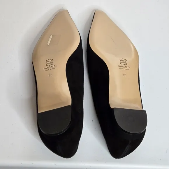 Pancaldi Italian Black Suede Flat Loafers Women's Shoes Sz 40 EU Sz 9 US