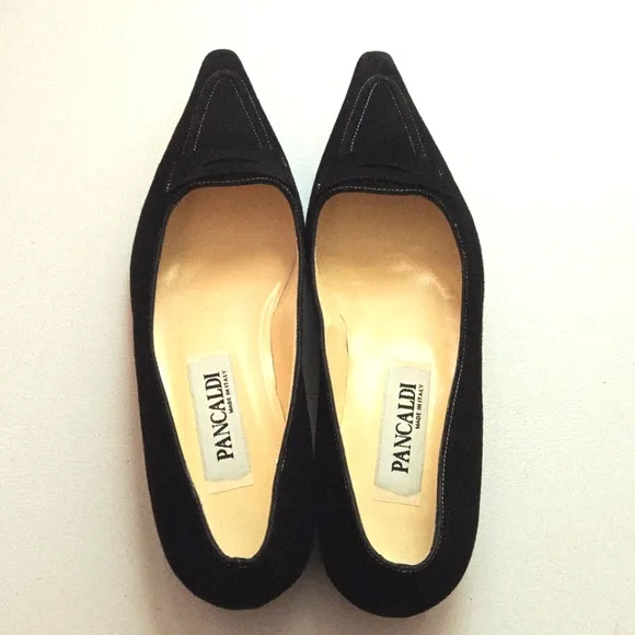 Pancaldi Italian Black Suede Flat Loafers Women's Shoes Sz 40 EU Sz 9 US