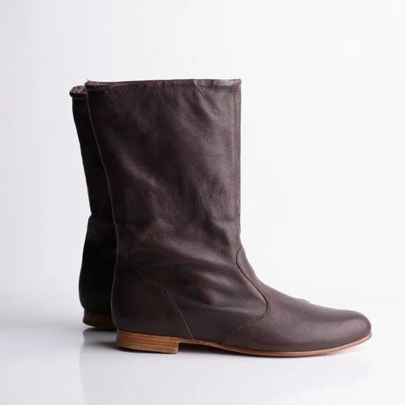 Pare Gabia Isidores Womens Brown Leather Flat Boots Booties Sz 8 EU 39 New