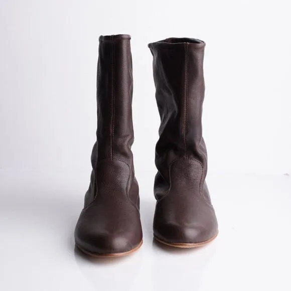 Pare Gabia Isidores Womens Brown Leather Flat Boots Booties Sz 8 EU 39 New