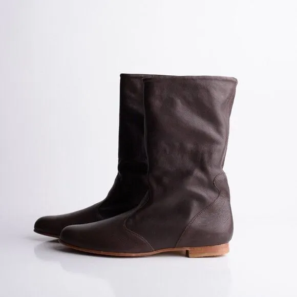 Pare Gabia Isidores Womens Brown Leather Flat Boots Booties Sz 8 EU 39 New