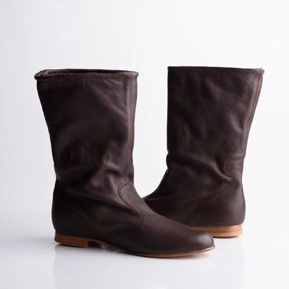 Pare Gabia Isidores Womens Brown Leather Flat Boots Booties Sz 8 EU 39 New