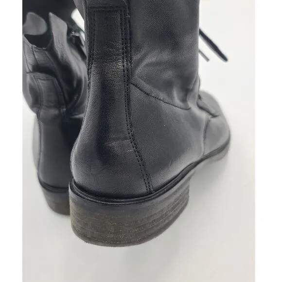 PAUL GREEN Bernadette Moto Boot COMBAT LACE UP BLACK LEATHER